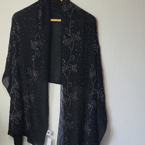 Jessica McClintock Black Sparkly Evening Wrap Shawl Size 24 x 70 - Picture 1 of 7